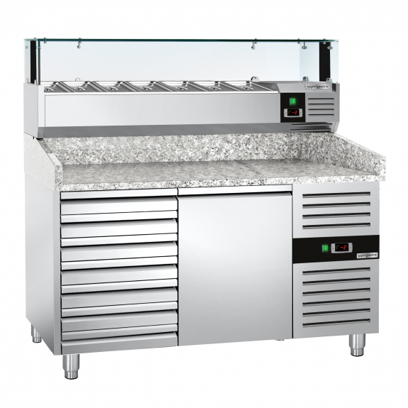 Холодильний стіл для піци PREMIUM - 1,5 x 0,8 m - 1 двері та 7 шухляд GGM Gastro - 6