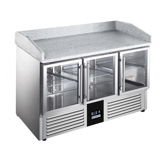 Холодильный стол с бортом PREMIUM 1,4 x 0,7 m / объем: 368 л / 3 стекл.двери GGM Gastro - 2