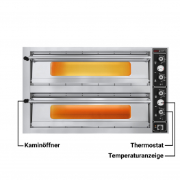 Піч для піци, 4+4 х 34 см, 2 камери, з шамотним каменем по всій камері