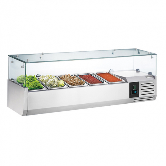 Настільна холодильна вітрина PREMIUM - 1.2 x 0.34 m - для 5x 1/4 GN GGM Gastro - 2