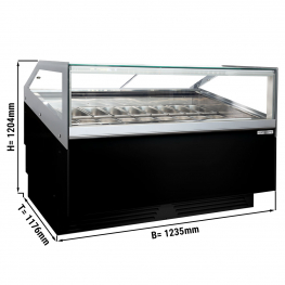 Вітрина для морозива - 1,2 x 1,1 m - чорний - LED підсвітка GGM Gastro