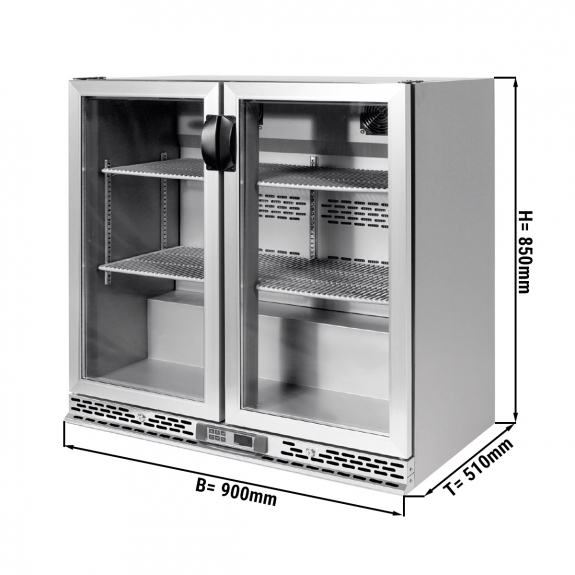 Холодильник барный - 0,9 x 0,51 m - 193 Л - 2 стеклянных дверей - Edelstahl GGM Gastro - 1