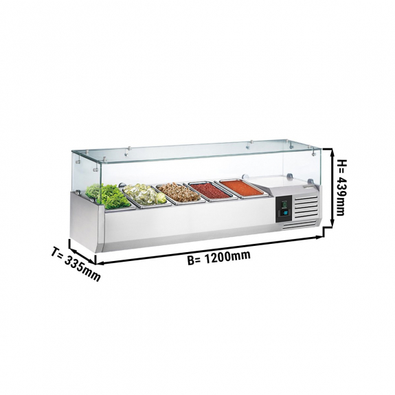 Настільна холодильна вітрина PREMIUM - 1.2 x 0.34 m - для 5x 1/4 GN GGM Gastro - 1
