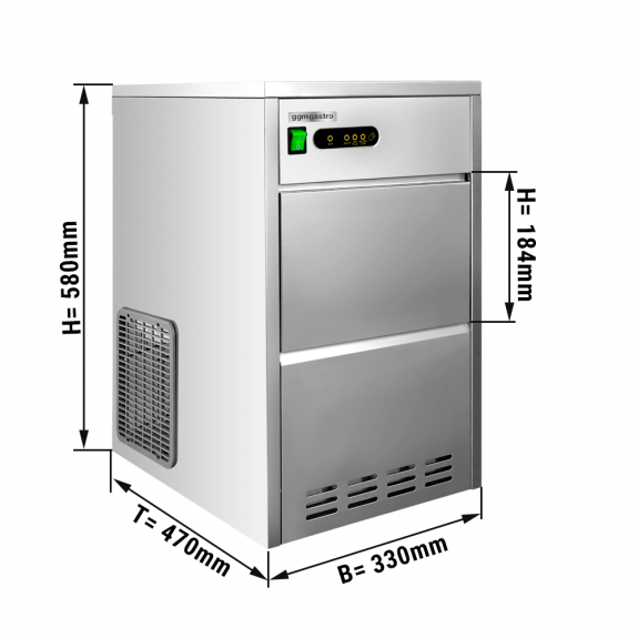 Льдогенератор/генератор кубиков льда - 24 кг / 24 ч - с водяным охлаждением GGM Gastro - 1