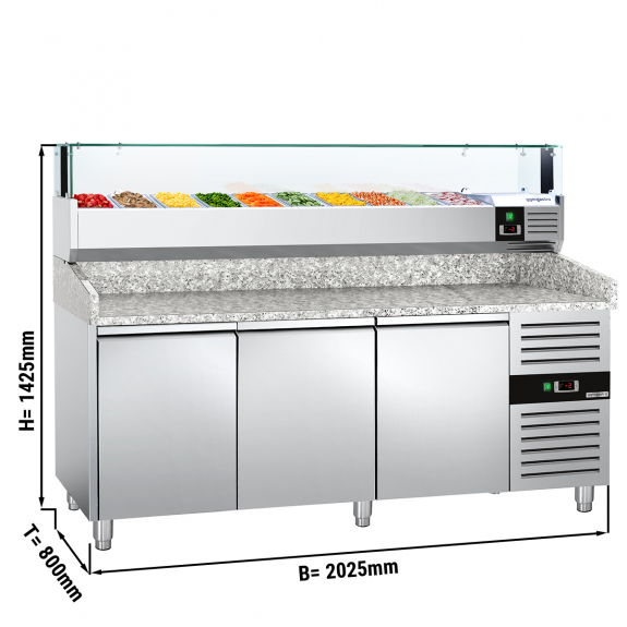 Холодильный стол для пиццы PREMIUM (размер: 2,0 x 0,8 m/ 3 двери) GGM Gastro - 1