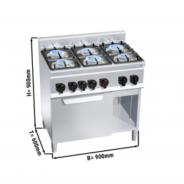Плита газовая с электрич. конвекционной духовкой (6 конфорок / мощность: 28,5 кВт+3 кВт) GGM Gastro