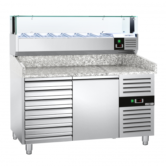 Холодильний стіл для піци PREMIUM - 1,5 x 0,8 m - 1 двері та 7 шухляд GGM Gastro - 5