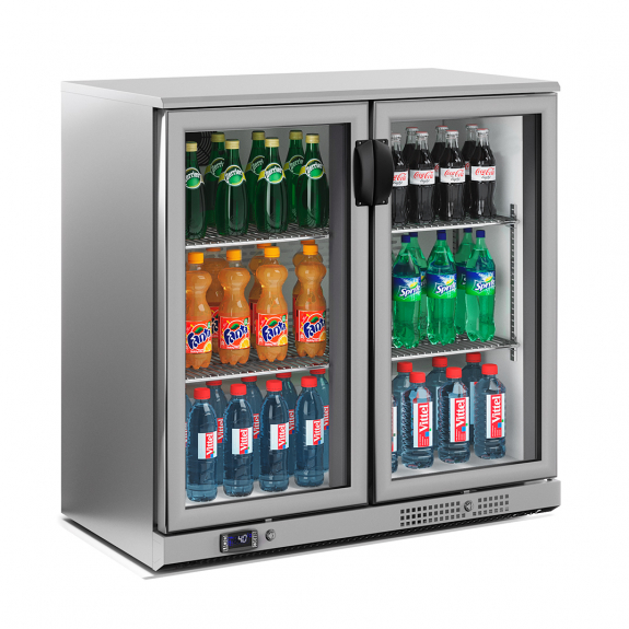 Холодильник барный - 0,9 x 0,51 m - 193 Л - 2 стеклянных дверей - Edelstahl GGM Gastro - 9