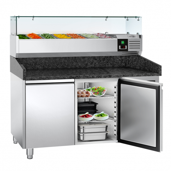 Холодильний стіл для піци PREMIUM - 1,5 x 0,8 m - 2 скляних дверей GGM Gastro - 2