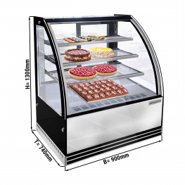 Холодильна вітрина кондитерська 0,9 m - 3 полиці - з гнутим склом (LED) GGM Gastro