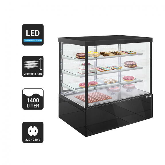 Вітрина кондитерська холодильна - 1,5 м - 1400 літрів - 3 поверхонь для складання (LED) GGM Gastro - 2
