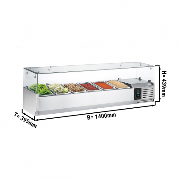 Настільна холодильна вітрина PREMIUM - 1.4 x 0.4 m - для 6x 1/3 N GGM Gastro - 1