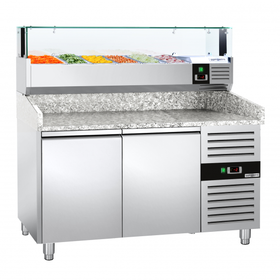 Холодильний стіл для піци PREMIUM - 1,5 x 0,8 m - 2 скляних дверей GGM Gastro - 4