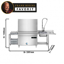 Посудомийна машина з подвійною витяжкою (22,2 кВт) - включаючи зливний насос та набір ескалатора + стіл на вході / виході (подвійна стінка)  GGM Gastro