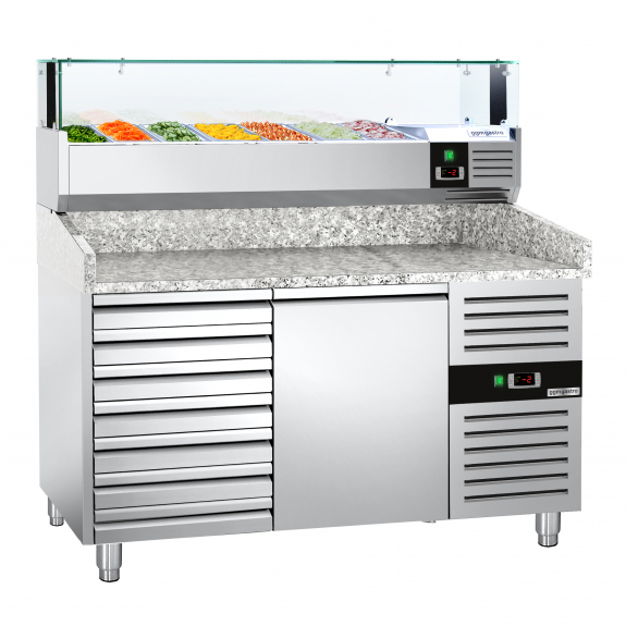 Холодильний стіл для піци PREMIUM - 1,5 x 0,8 m - 1 двері та 7 шухляд GGM Gastro - 4