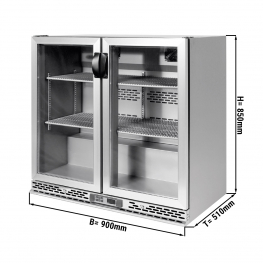Холодильник барный - 0,9 x 0,51 m - 193 Л - 2 стеклянных дверей - Edelstahl GGM Gastro