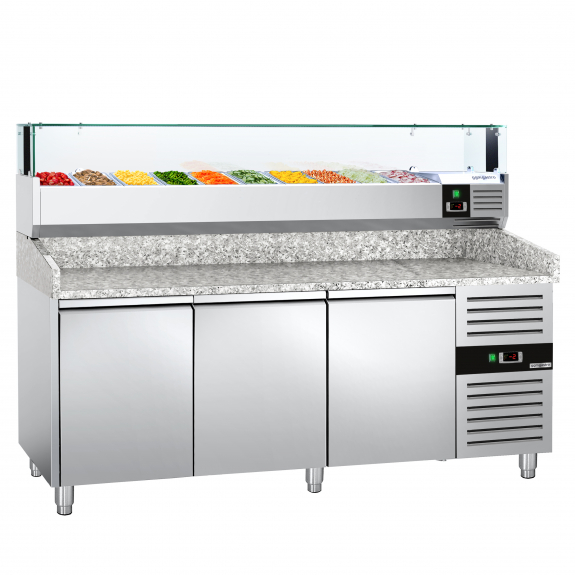 Холодильний стіл для піци PREMIUM - 2,0 x 0,8 m - 3 скляних дверей GGM Gastro - 4