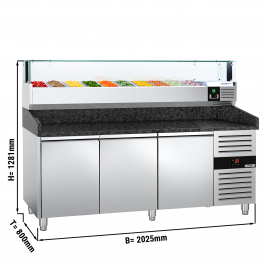 Холодильний стіл для піци PREMIUM - 2,0 x 0,8 m - 3 скляних дверей GGM Gastro