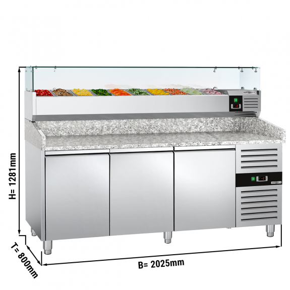 Холодильный стол для пиццы PREMIUM (размер: 2,0 x 0,8 m/ 3 двери) GGM Gastro - 1