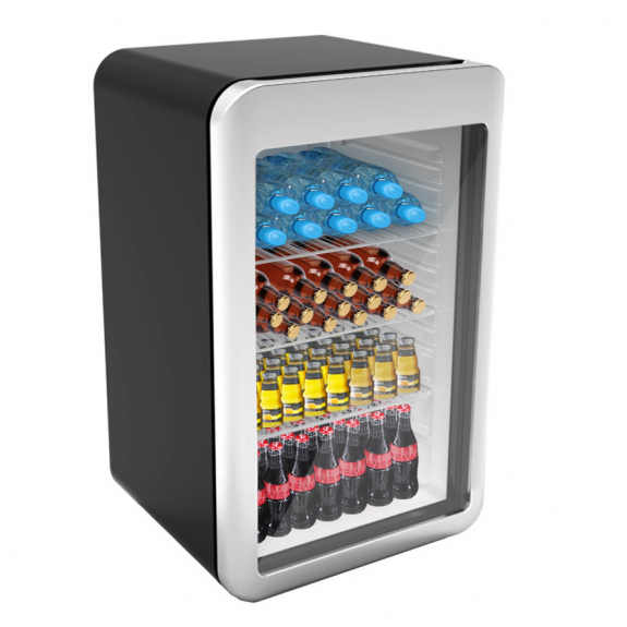 Холодильник барний - 113 Л - 1 скляні двері - чорний/ срібло GGM Gastro - 2