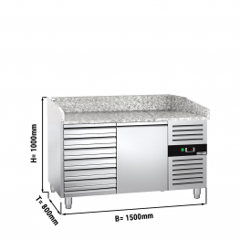 Холодильный стол с бортом  для пиццы PREMIUM - 1,5 x 0,8 m/1 дверь/ 7выдвижных секций GGM Gastro