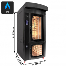 Ротаційна газова конвекційна піч для випічки - чорний - сенсорне управління - 10x EN 60x40 - з ростійною шафою GGM Gastro