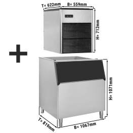 Машина для изготовления кубиков льда / льдогенератор - 335 кг/ 24 ч - вкл. контейнер для хранения льда	 GGM Gastro