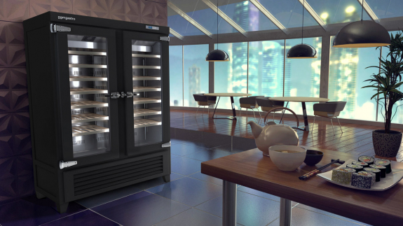 Холодильник винний 640 літрів - чорний - з 2 скляними дверима GGM Gastro - 4