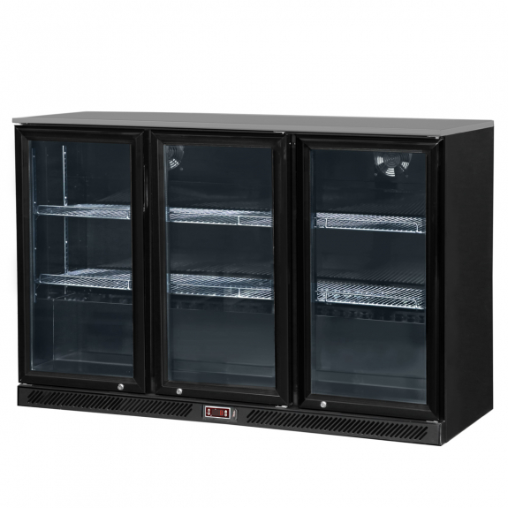 Холодильник барний - 1,33 m - 320 Л - 3 скляних дверей та 2 полиці - Außen та Innen чорний GGM Gastro - 6