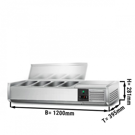 Настільна холодильна вітрина PREMIUM - 1.2 x 0.4 m - для 4x 1/3 GN GGM Gastro - 1