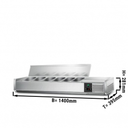 Настільна холодильна вітрина PREMIUM - 1,4 m x 0,43 m - для 6 x 1/3 GN GGM Gastro