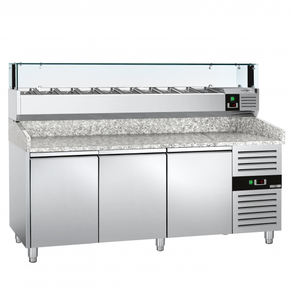 Холодильний стіл для піци PREMIUM - 2,0 x 0,8 m - 3 скляних дверей GGM Gastro - 5