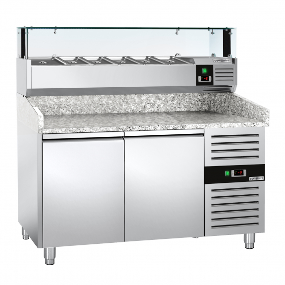 Холодильний стіл для піци PREMIUM - 1,5 x 0,8 m - 2 скляних дверей GGM Gastro - 5
