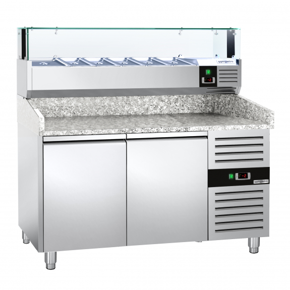 Холодильний стіл для піци PREMIUM - 1,5 x 0,8 m - 2 скляних дверей GGM Gastro - 6