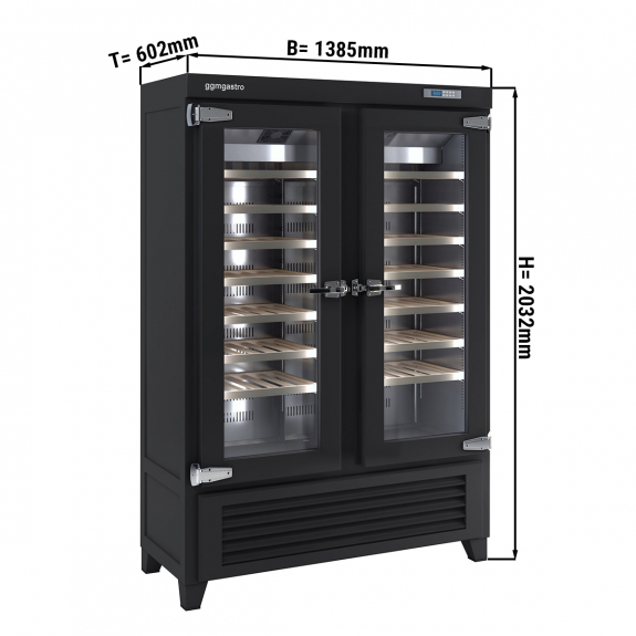 Холодильник винний 640 літрів - чорний - з 2 скляними дверима GGM Gastro - 1