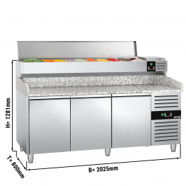 Холодильний стіл для піци з настільною вітриною PREMIUM - 2,0 x 0,8 м / 3 двері / 580 л GGM Gastro