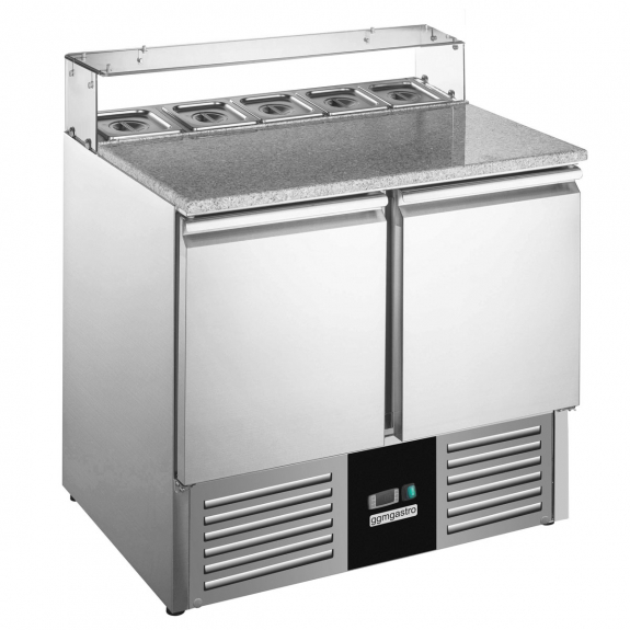 Холодильный стол саладетта со стекл.витриной PREMIUM 0,9 x 0,7 m / 2 двери / 5 отсеков / объем: 240 л GGM Gastro - 2