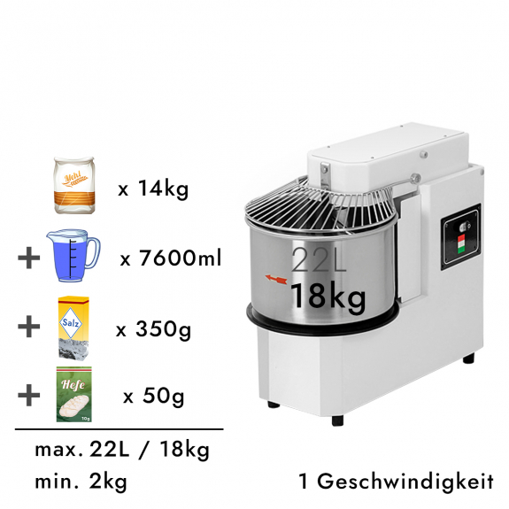Тестомес (объём 22 л /18 кг ) GGM Gastro - 2