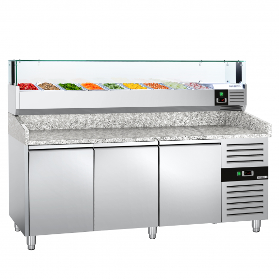 Холодильний стіл для піци PREMIUM - 2,0 x 0,8 m - 3 скляних дверей GGM Gastro - 4