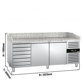 Холодильный стол с бортом для пиццы PREMIUM - 2,0 x 0,8 m/ 2 двери/7 выдвижных секций GGM Gastro