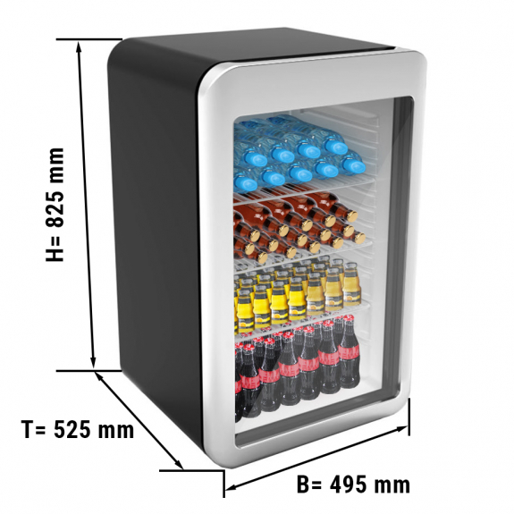 Холодильник барний - 113 Л - 1 скляні двері - чорний/ срібло GGM Gastro - 1