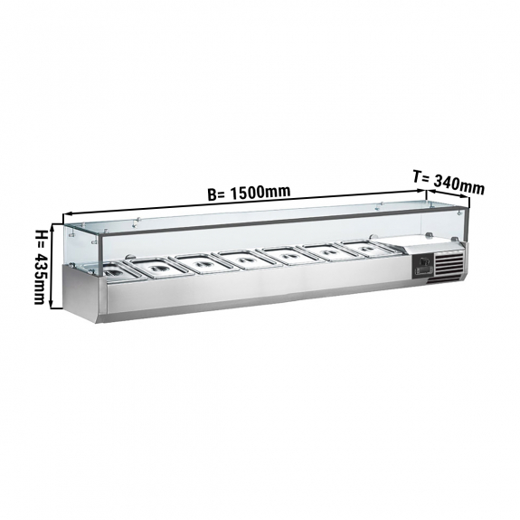 Холодильная витрина под гастроемкость PREMIUM - 1,5 x 0,34 m - для 7x 1/4 GN-Behälter GGM Gastro - 1