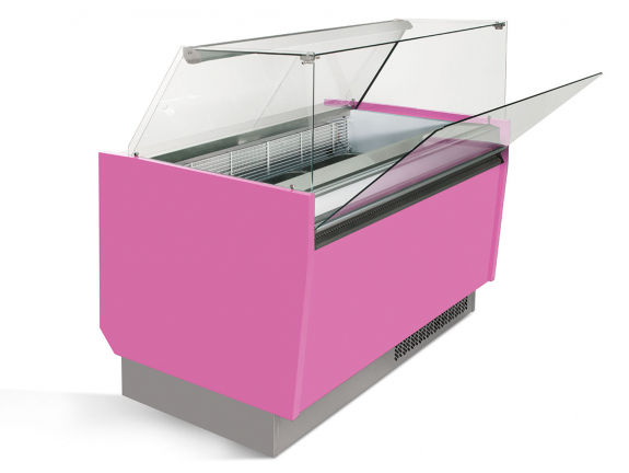 Вітрина для морозива 1,25 x 0,92 м - рожева GGM Gastro - 4