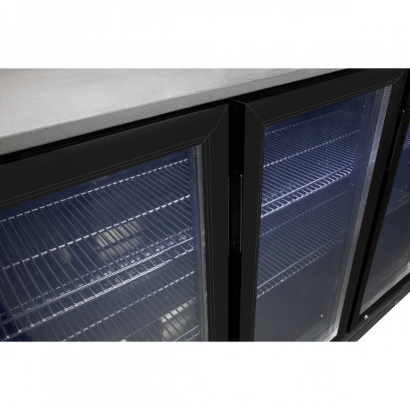 Холодильник барний - 1,33 m - 320 Л - 3 скляних дверей та 2 полиці - Außen та Innen чорний GGM Gastro - 3